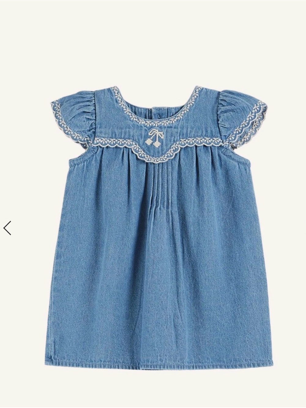 Emile et Ida Girls Embroidered Chambray Denim Dress Size 2A